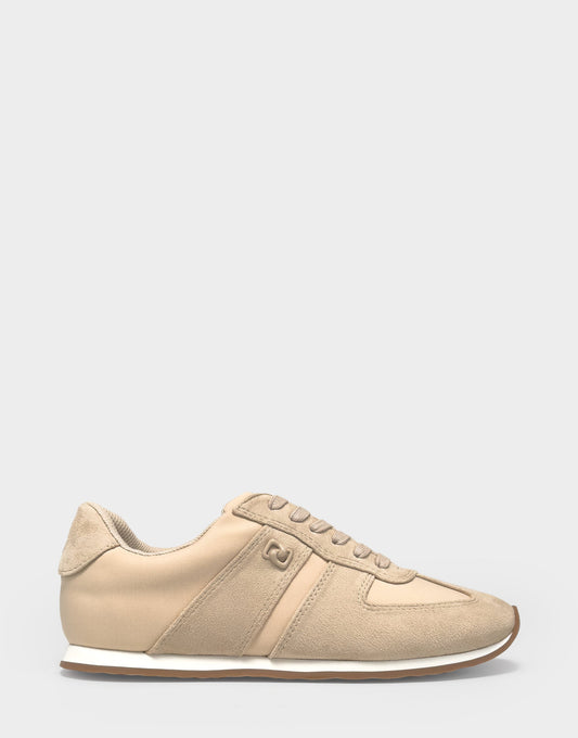 Comfortable Women's Lace Up Sneaker In Beige Faux Suede | Aerosoles Shoes