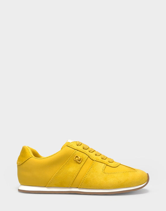 Comfortable Women's Lace Up Sneaker In Yellow Faux Suede | Aerosoles Shoes
