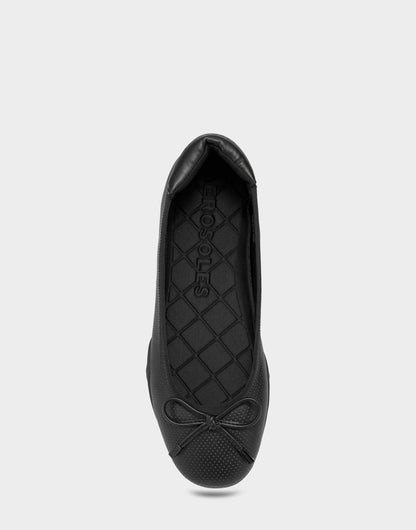 Comfortable Women's Sneakerina Flat In Black Faux Leather | Aerosoles Shoes