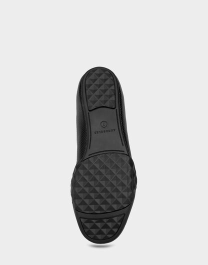 Comfortable Women's Sneakerina Flat In Black Faux Leather | Aerosoles Shoes