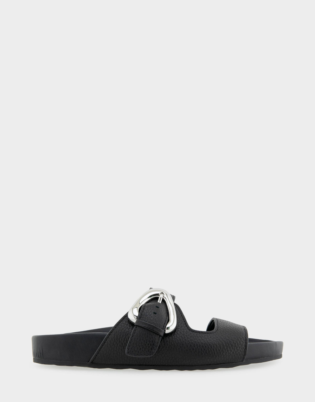 Comfortable Women's Footbed Sandals in Black Pebbled Leather | Aerosoles Shoes