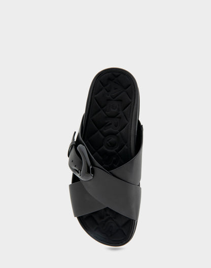 Comfortable Women's Footbed Sandals in Black Leather | Aerosoles Shoes