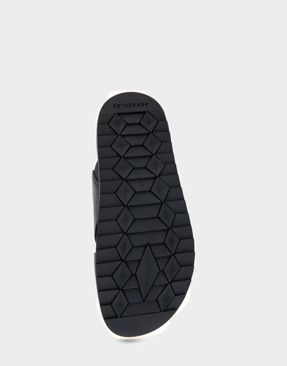 Comfortable Women's Footbed Sandals in Black Leather | Aerosoles Shoes