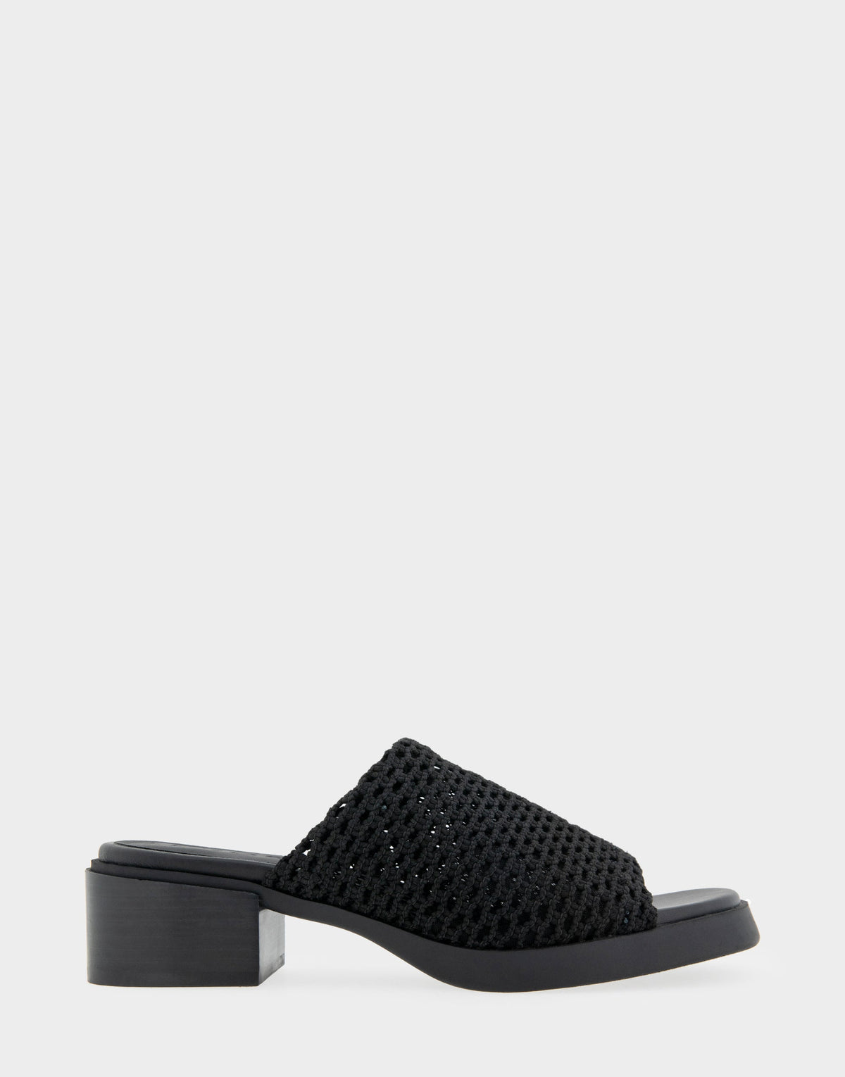Comfortable Women's Knit Slip On Low Block Heel Sandal in Black Knit Fabric | Aerosoles Shoes