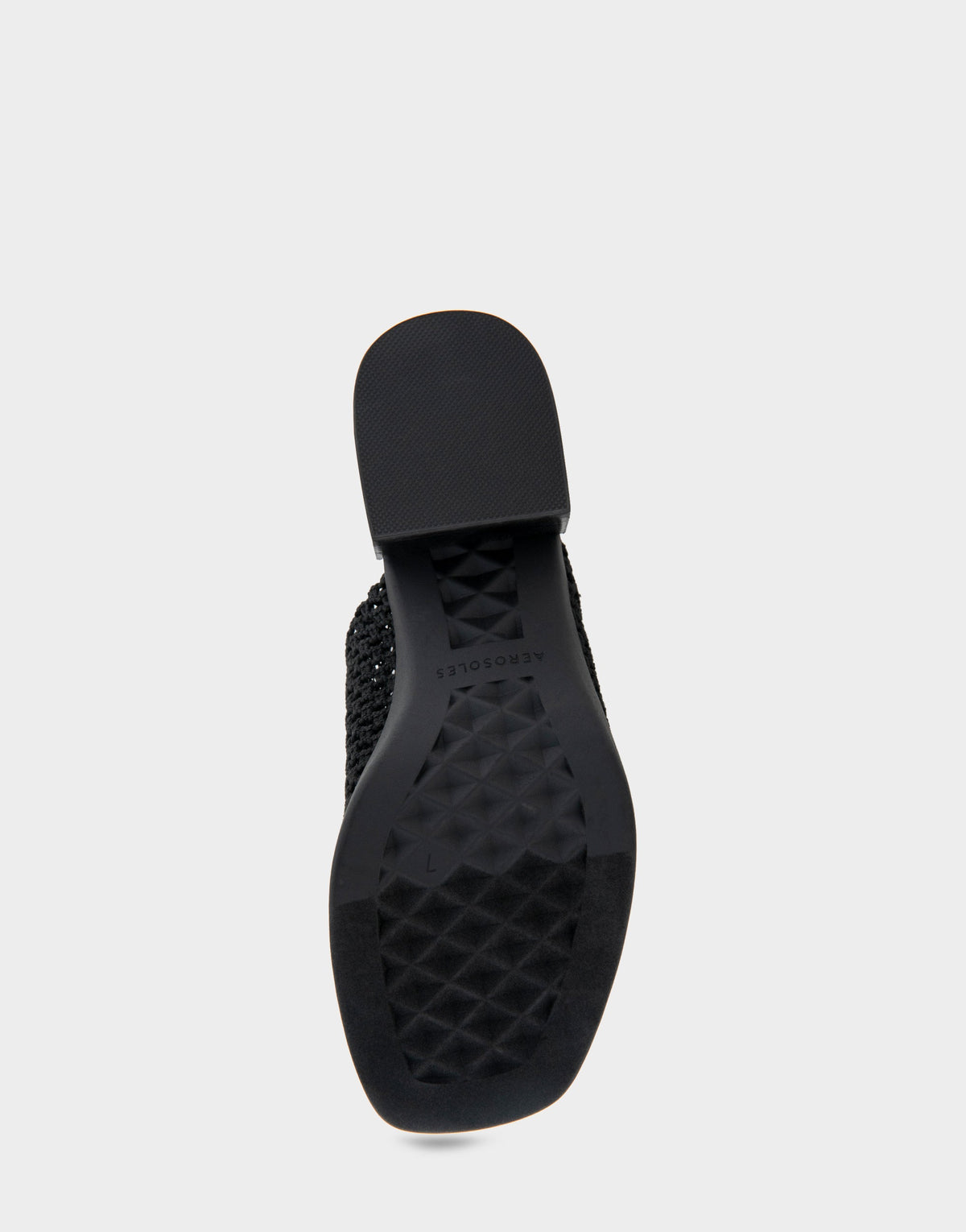 Comfortable Women's Knit Slip On Low Block Heel Sandal in Black Knit Fabric | Aerosoles Shoes