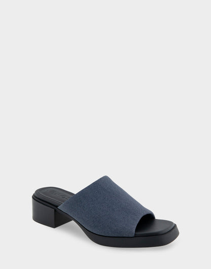 Comfortable Women's Dress Sandals in Dark Blue Stretch Fabric Gabardine | Aerosoles Shoes
