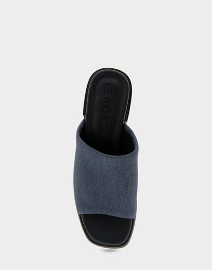 Comfortable Women's Dress Sandals in Dark Blue Stretch Fabric Gabardine | Aerosoles Shoes