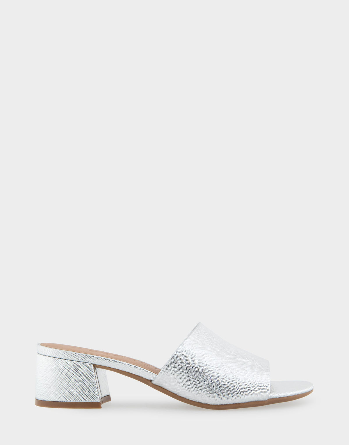 Comfortable Women's Slide Sandals in Silver Metallic Textured Faux Leather | Aerosoles Shoes