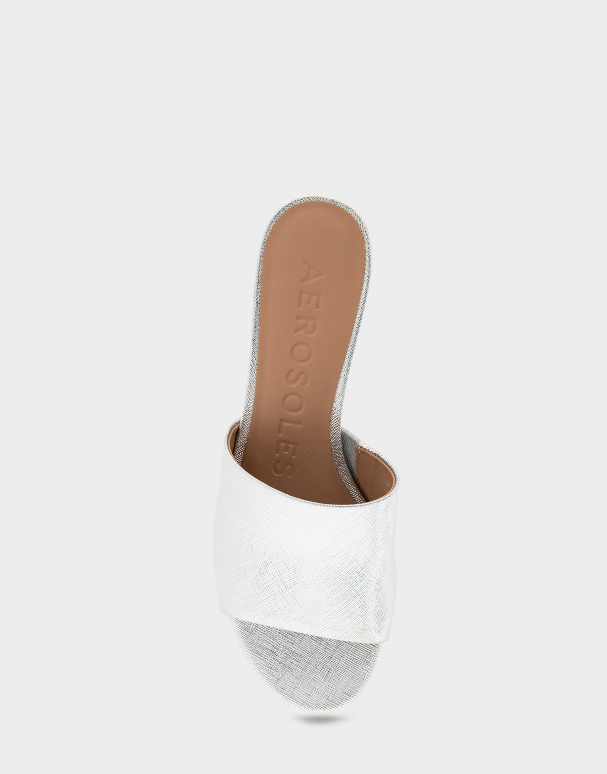 Comfortable Women's Slide Sandals in Silver Metallic Textured Faux Leather | Aerosoles Shoes