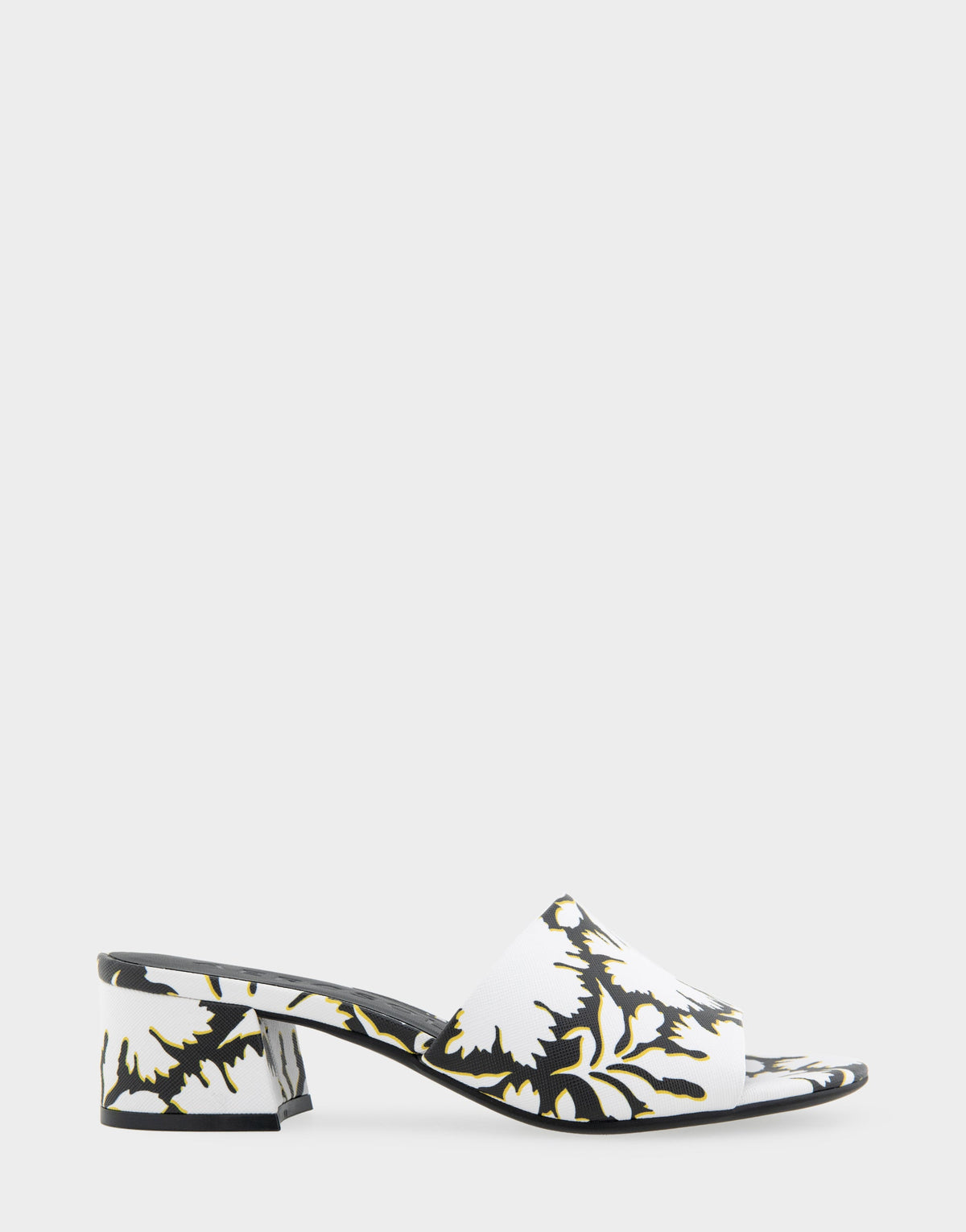 Comfortable Women's Slide Sandals in White/black Printed Floral Faux Leather | Aerosoles Shoes