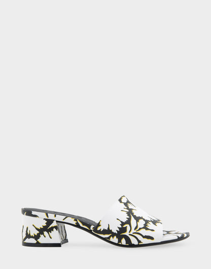 Comfortable Women's Slide Sandals in White/black Printed Floral Faux Leather | Aerosoles Shoes