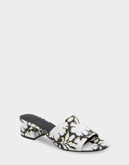 Comfortable Women's Slide Sandals in White/black Printed Floral Faux Leather | Aerosoles Shoes