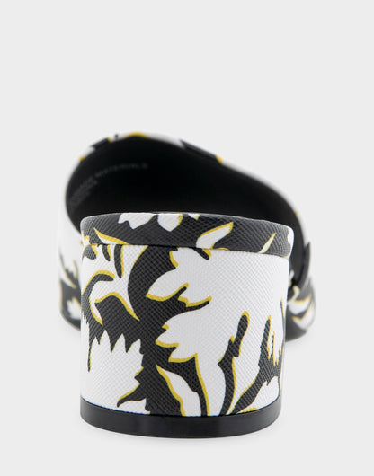 Comfortable Women's Slide Sandals in White/black Printed Floral Faux Leather | Aerosoles Shoes